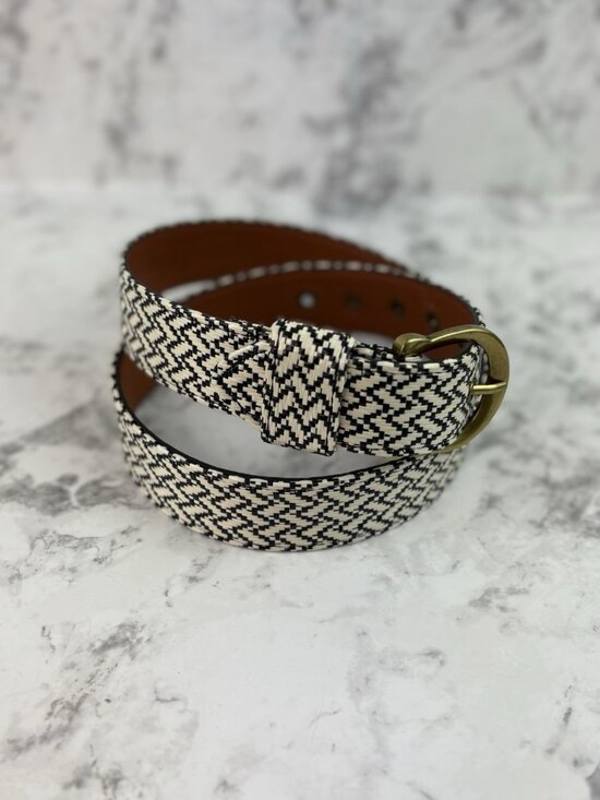 Unbranded Accessories - *Womens Herringbone Waist Belt Size Med Black White Casual Acadamia Career Dress